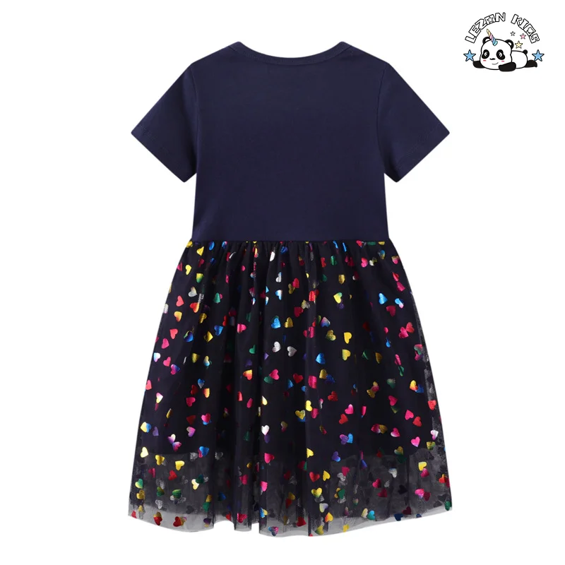 LEZONKIDS - Vestido Tutu Floral Casual Personalizável para Meninas com Collar Polo Cor Rosa até o Joelho